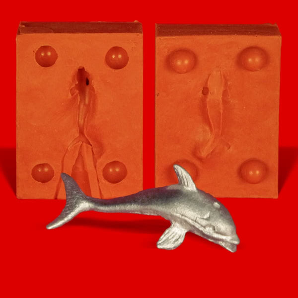 Zinngießform Delphin Delfin, ca. 8g Reinzinn