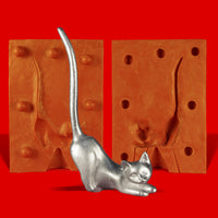 Zinn Giessform Ringhalter Katze kniend - Silikonform hitzebeständig - benötigt ca 60g Reinzinn
