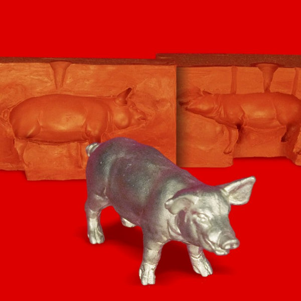 Zinn Giessform Schwein Hauschwein stehend - Silikonform hitzebeständig - benötigt 390g Reinzinn