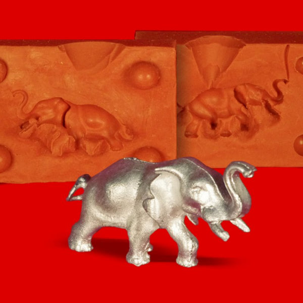 Zinn Giessform Kleiner Elefant trompetend - Silikonform hitzebeständig - benötigt ca.30g Reinzinn