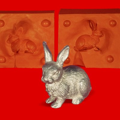 Zinn Giessform Hase Kaninchen Langohr - Silikonform hitzebeständig - benötigt 80g Reinzinn